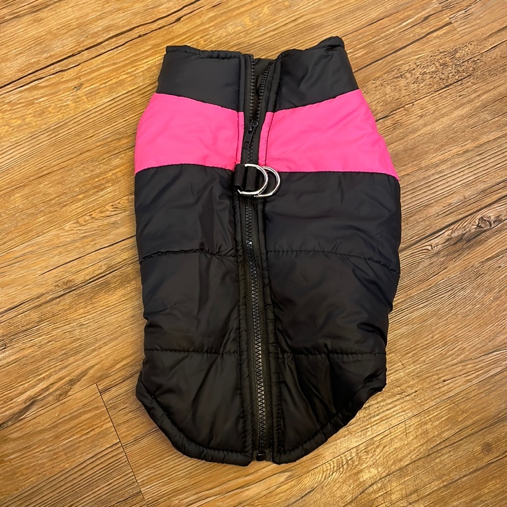 Small Dog Coat (Tag Says XL) Black/Pink